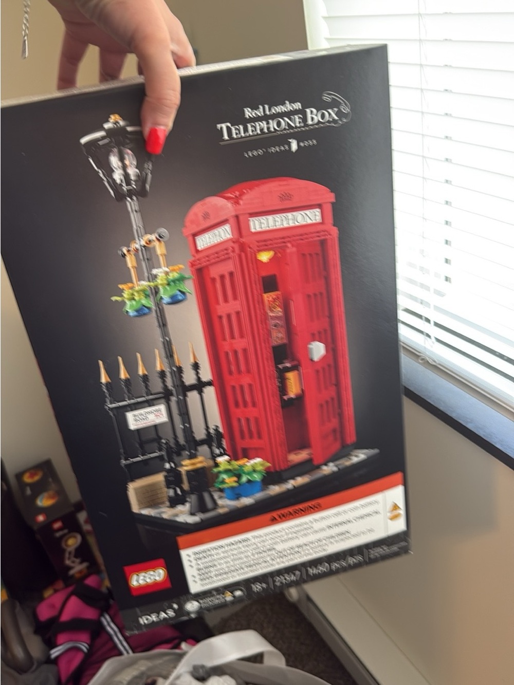 LEGO Red Telephone Box with Black Lamp and Fence